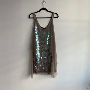 BCBG MAXAZRIA Tan Dress with Iridescent Sequins